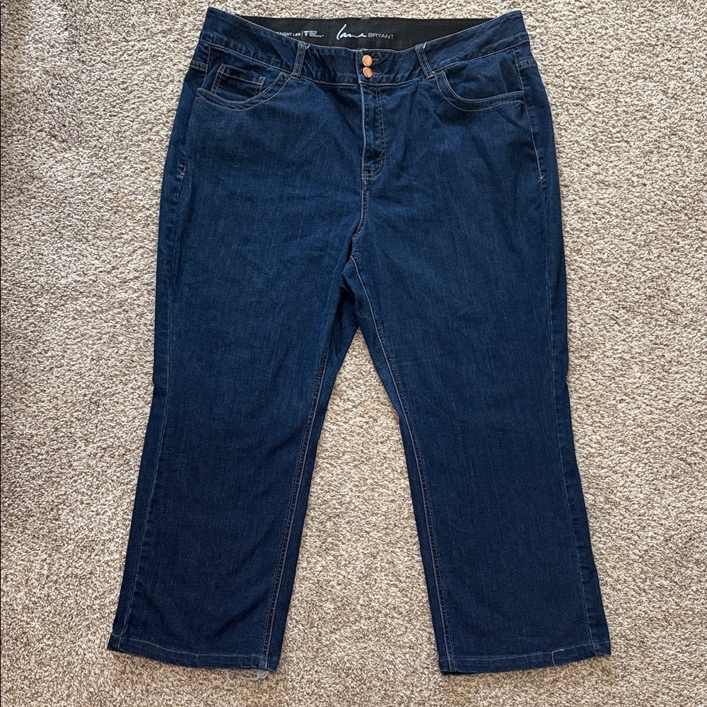 Lane Bryant Women’s Straight Leg Denim Blue Jeans High‎ Rise Plus Size 22 Short